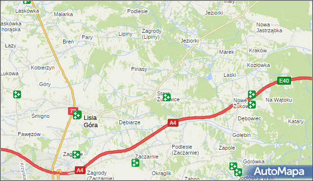 mapa Stare Żukowice, Stare Żukowice na mapie Targeo