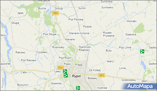 mapa Starorypin Rządowy, Starorypin Rządowy na mapie Targeo