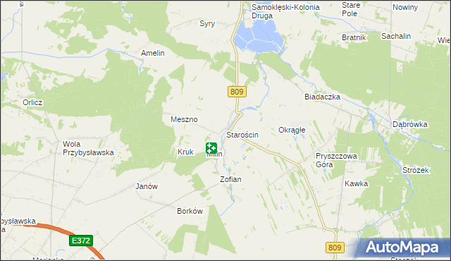 mapa Starościn gmina Kamionka, Starościn gmina Kamionka na mapie Targeo