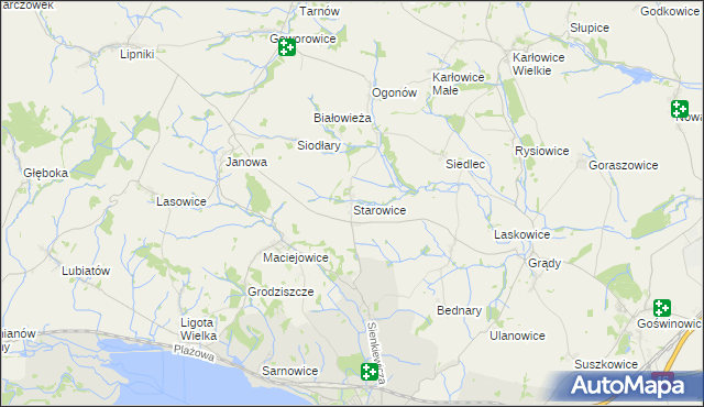 mapa Starowice gmina Otmuchów, Starowice gmina Otmuchów na mapie Targeo