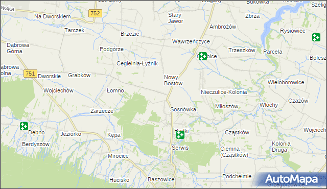 mapa Stary Bostów, Stary Bostów na mapie Targeo