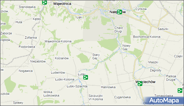 mapa Stary Gaj gmina Wojciechów, Stary Gaj gmina Wojciechów na mapie Targeo