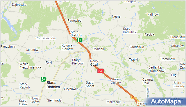 mapa Stary Gózd, Stary Gózd na mapie Targeo