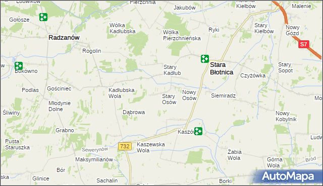 mapa Stary Osów, Stary Osów na mapie Targeo