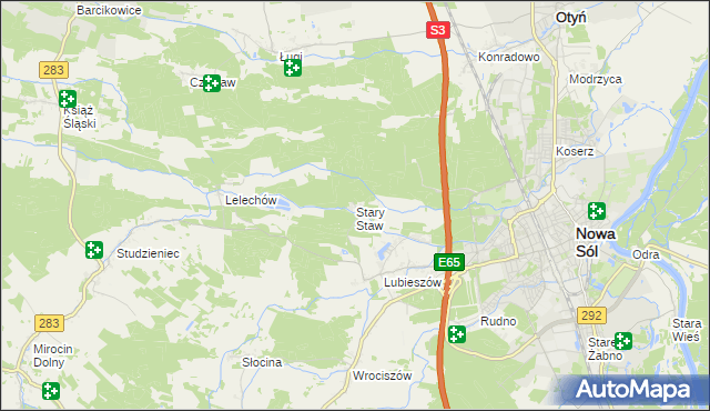 mapa Stary Staw gmina Nowa Sól, Stary Staw gmina Nowa Sól na mapie Targeo