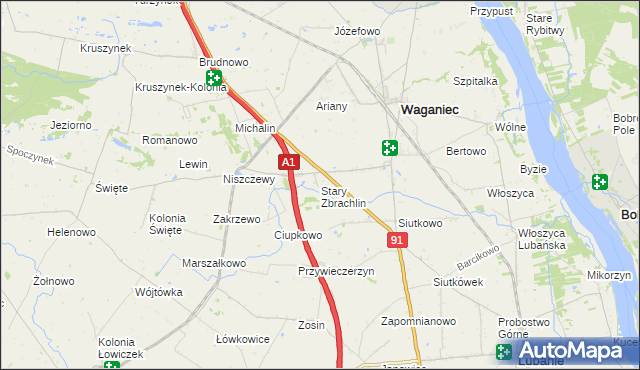 mapa Stary Zbrachlin, Stary Zbrachlin na mapie Targeo