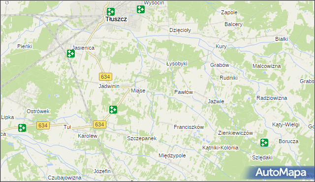 mapa Stasinów gmina Tłuszcz, Stasinów gmina Tłuszcz na mapie Targeo