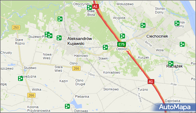 mapa Stawki gmina Aleksandrów Kujawski, Stawki gmina Aleksandrów Kujawski na mapie Targeo