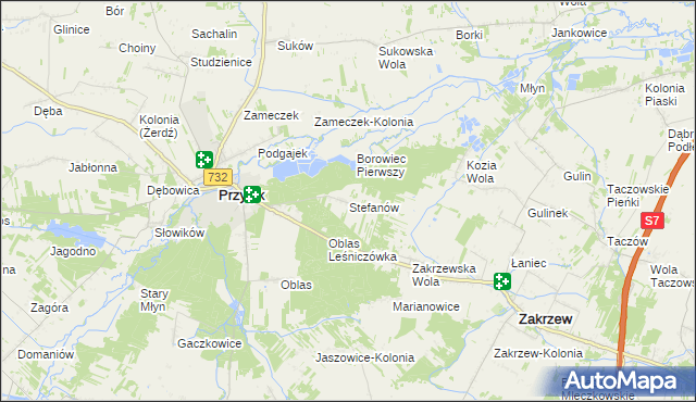 mapa Stefanów gmina Przytyk, Stefanów gmina Przytyk na mapie Targeo