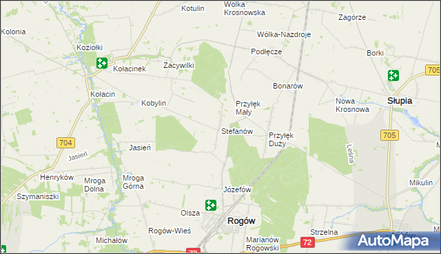 mapa Stefanów gmina Rogów, Stefanów gmina Rogów na mapie Targeo