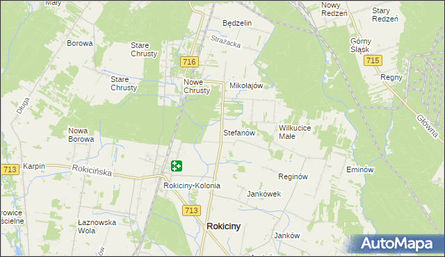 mapa Stefanów gmina Rokiciny, Stefanów gmina Rokiciny na mapie Targeo
