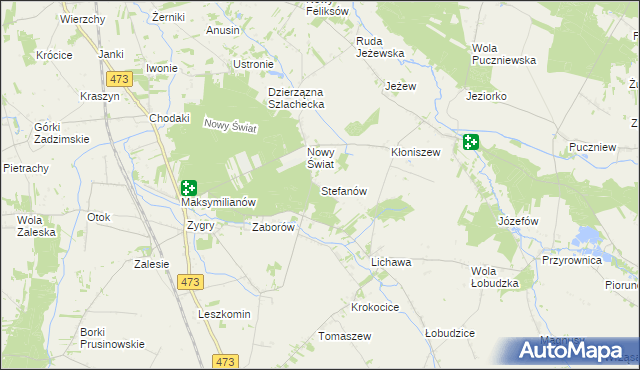 mapa Stefanów gmina Zadzim, Stefanów gmina Zadzim na mapie Targeo