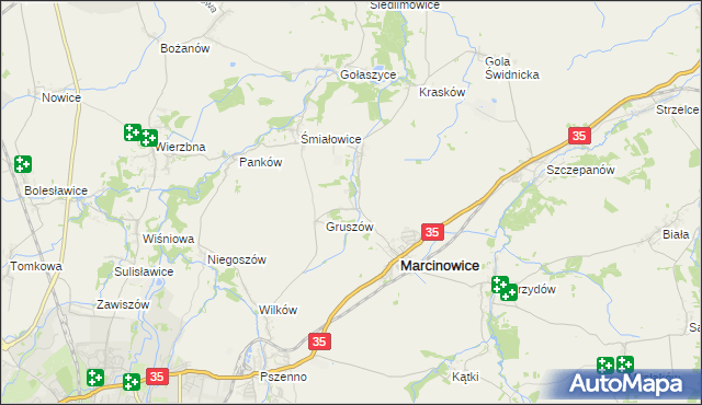 mapa Stefanowice gmina Marcinowice, Stefanowice gmina Marcinowice na mapie Targeo