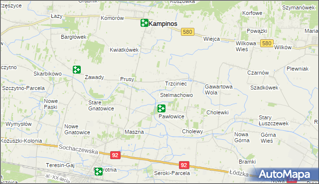 mapa Stelmachowo gmina Leszno, Stelmachowo gmina Leszno na mapie Targeo