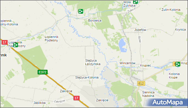 mapa Stężyca Nadwieprzańska, Stężyca Nadwieprzańska na mapie Targeo