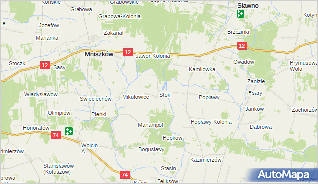 mapa Stok gmina Mniszków, Stok gmina Mniszków na mapie Targeo