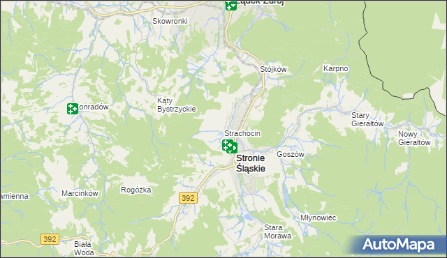 mapa Strachocin gmina Stronie Śląskie, Strachocin gmina Stronie Śląskie na mapie Targeo