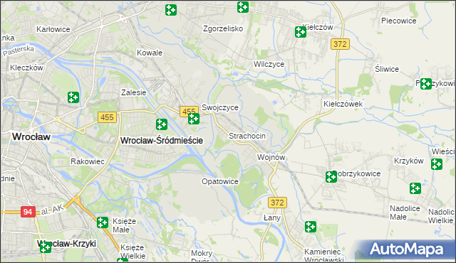 mapa Strachocin gmina Wrocław, Strachocin gmina Wrocław na mapie Targeo