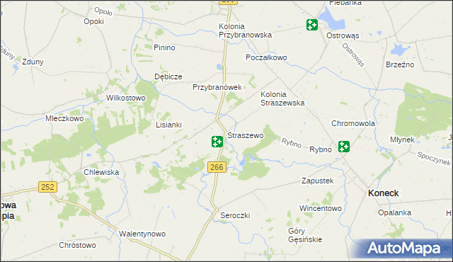 mapa Straszewo gmina Koneck, Straszewo gmina Koneck na mapie Targeo