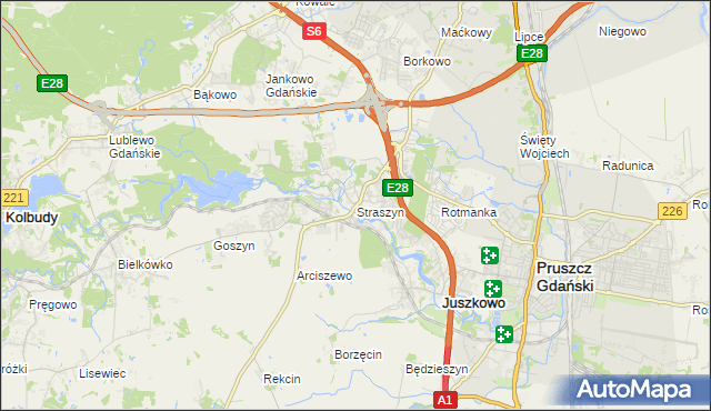 mapa Straszyn, Straszyn na mapie Targeo