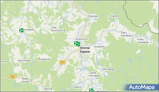 mapa Stronie Śląskie powiat kłodzki, Stronie Śląskie powiat kłodzki na mapie Targeo