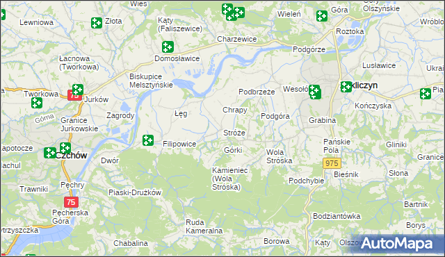 mapa Stróże gmina Zakliczyn, Stróże gmina Zakliczyn na mapie Targeo