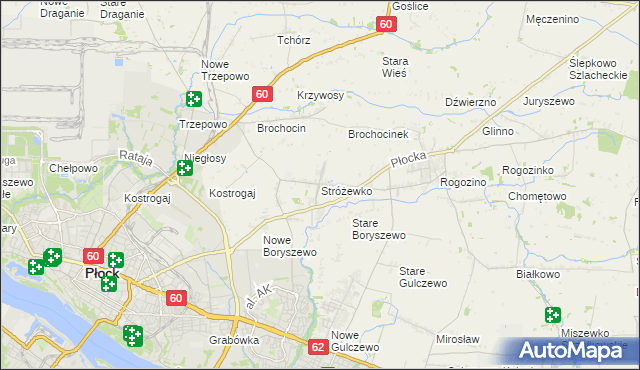 mapa Stróżewko gmina Radzanowo, Stróżewko gmina Radzanowo na mapie Targeo