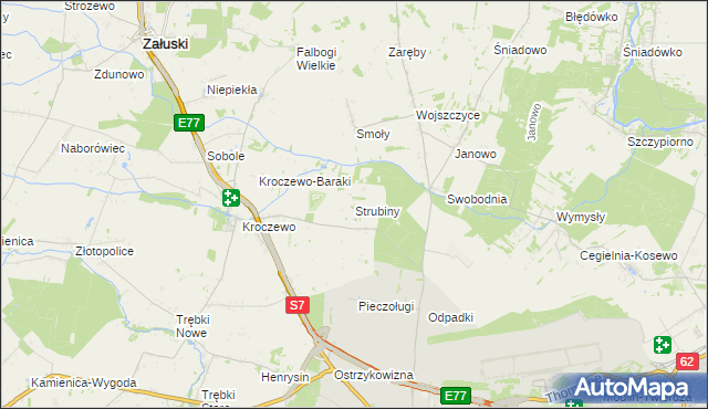 mapa Strubiny gmina Zakroczym, Strubiny gmina Zakroczym na mapie Targeo