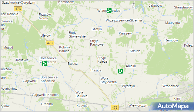 mapa Stryje Księże, Stryje Księże na mapie Targeo