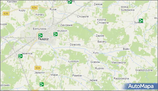 mapa Stryjki gmina Tłuszcz, Stryjki gmina Tłuszcz na mapie Targeo