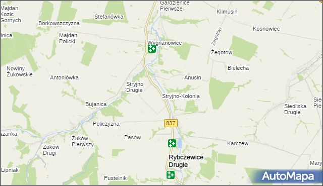 mapa Stryjno-Kolonia, Stryjno-Kolonia na mapie Targeo