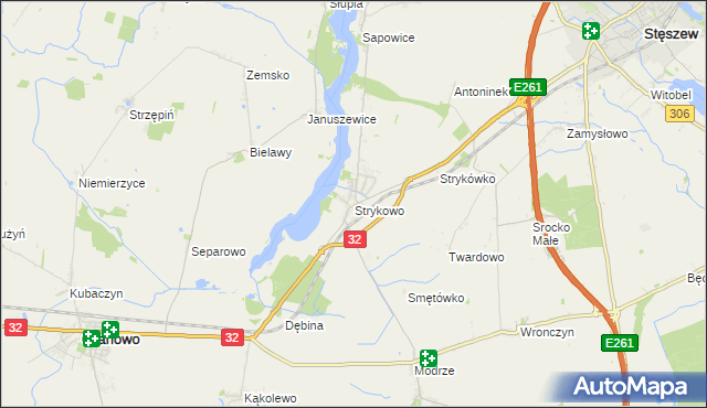 mapa Strykowo, Strykowo na mapie Targeo