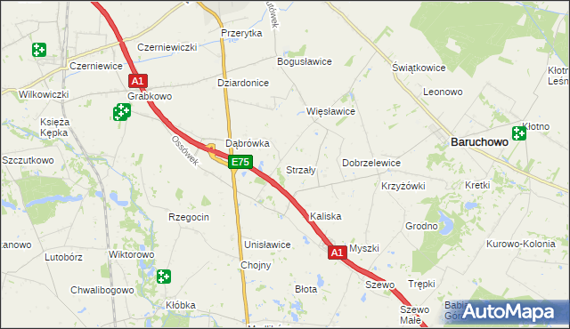 mapa Strzały, Strzały na mapie Targeo