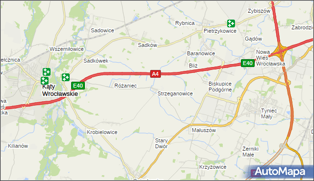 mapa Strzeganowice, Strzeganowice na mapie Targeo