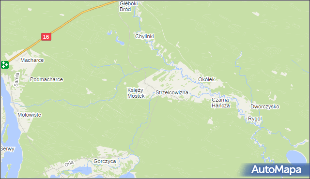 mapa Strzelcowizna, Strzelcowizna na mapie Targeo