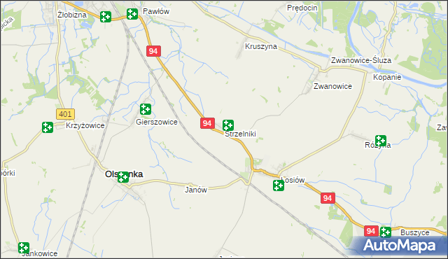 mapa Strzelniki gmina Lewin Brzeski, Strzelniki gmina Lewin Brzeski na mapie Targeo