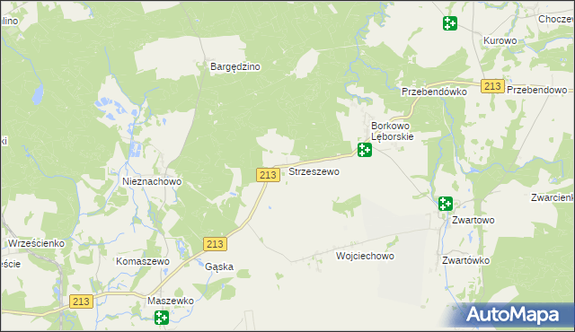 mapa Strzeszewo gmina Wicko, Strzeszewo gmina Wicko na mapie Targeo