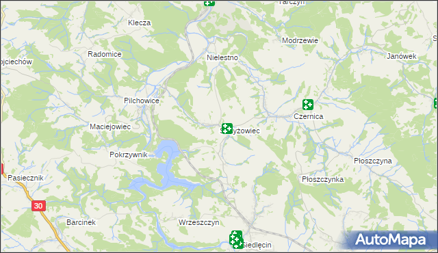 mapa Strzyżowiec gmina Wleń, Strzyżowiec gmina Wleń na mapie Targeo