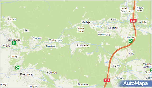 mapa Studzieniec gmina Pysznica, Studzieniec gmina Pysznica na mapie Targeo