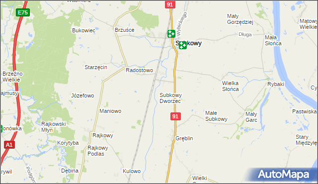 mapa Subkowy Dworzec, Subkowy Dworzec na mapie Targeo