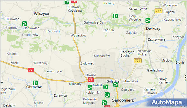 mapa Sucharzów, Sucharzów na mapie Targeo