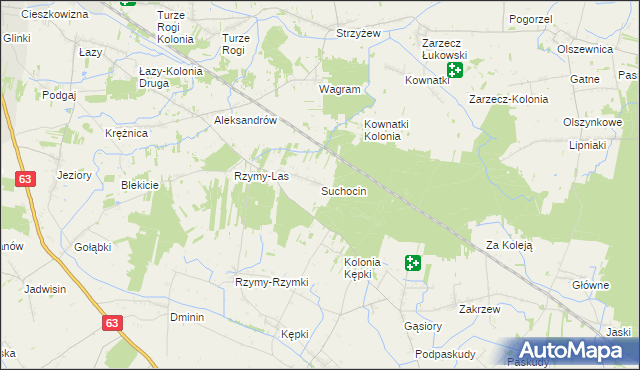 mapa Suchocin gmina Łuków, Suchocin gmina Łuków na mapie Targeo