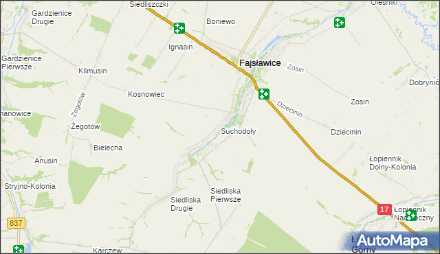 mapa Suchodoły gmina Fajsławice, Suchodoły gmina Fajsławice na mapie Targeo