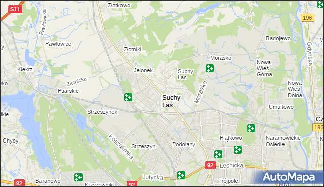 mapa Suchy Las powiat poznański, Suchy Las powiat poznański na mapie Targeo