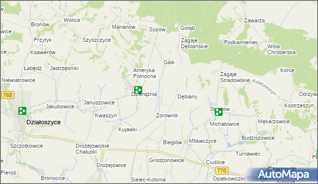 mapa Sudół gmina Działoszyce, Sudół gmina Działoszyce na mapie Targeo