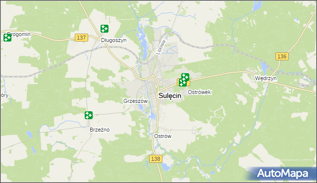 mapa Sulęcin, Sulęcin na mapie Targeo