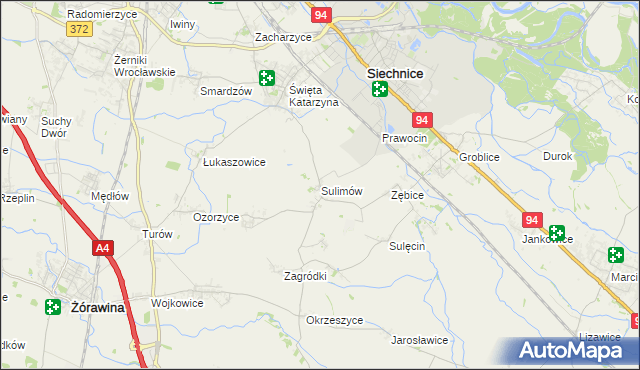 mapa Sulimów gmina Siechnice, Sulimów gmina Siechnice na mapie Targeo