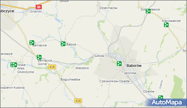 mapa Sułków gmina Baborów, Sułków gmina Baborów na mapie Targeo