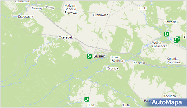 mapa Susiec, Susiec na mapie Targeo