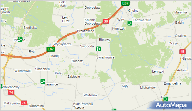 mapa Świątkowice gmina Lututów, Świątkowice gmina Lututów na mapie Targeo